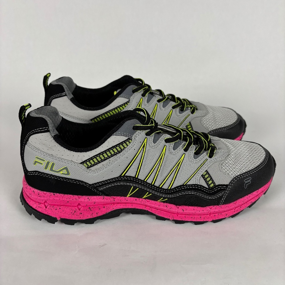 !SOLD! FILA Vergrand Trail Running Shoes Size 11 Gray/Pink with Black/Yellow
